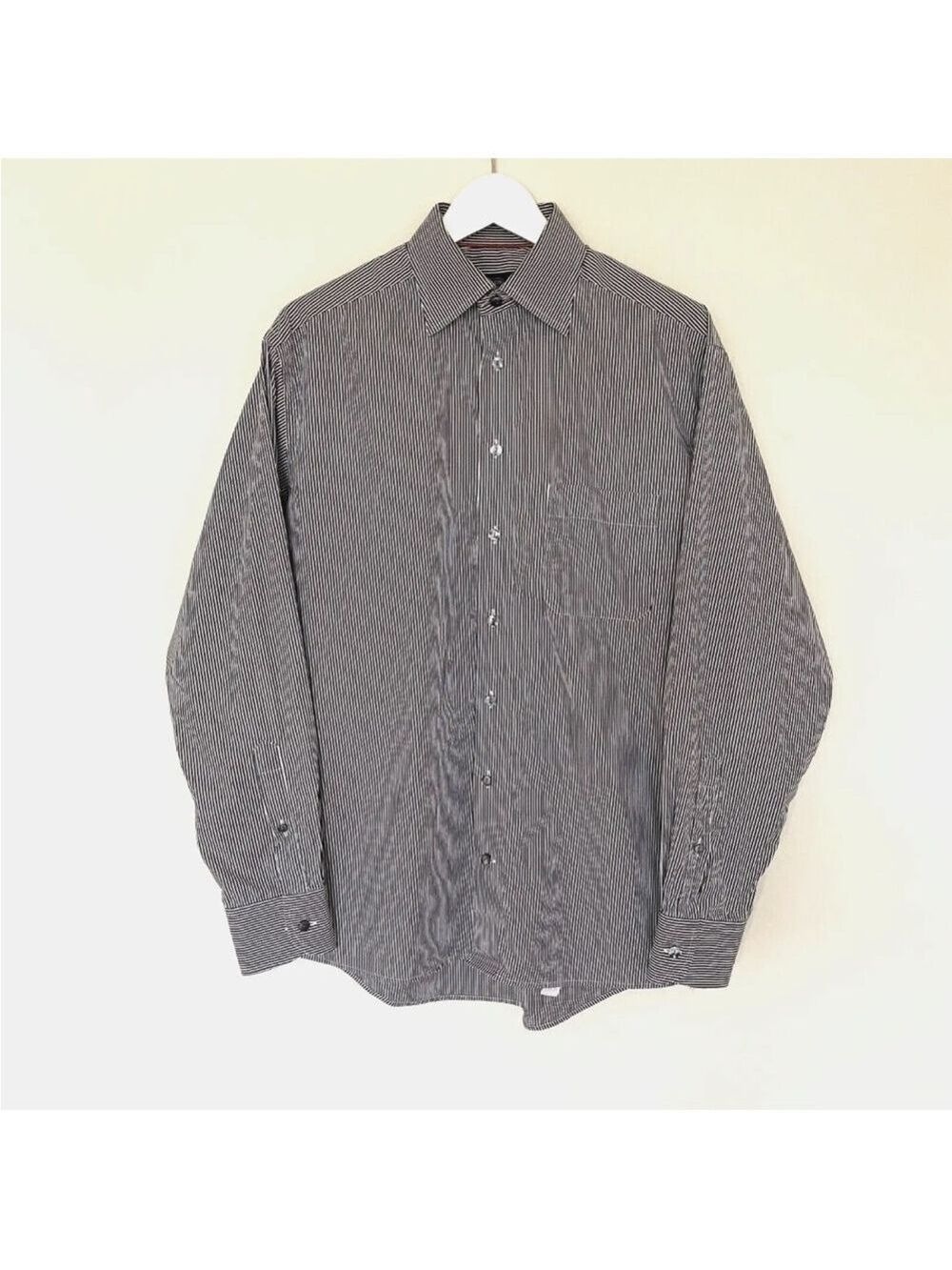Eton Ganghester 1928 Mens Size 42, 16.5 Gray Striped Dress Shirt